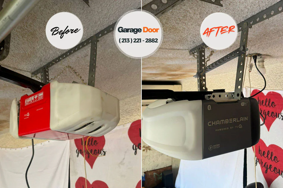 Before and after: garage door repair Palmetto Estates, FL